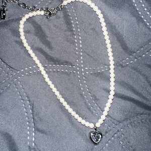 Coach Pearl Necklace with Heart Pendant